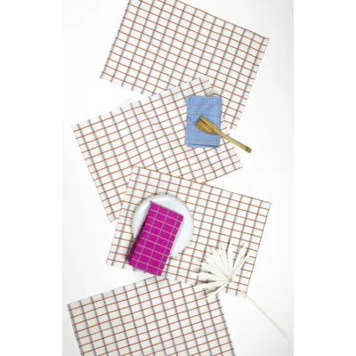 Archive New York San Lucas White And Orange Handwoven Cotton Placemats, Set Of 4