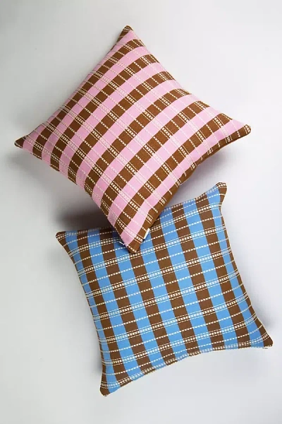 Archive New York Santiago Grid Umber Striped Pillow In Multi