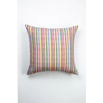 Archive New York Valentina Rainbow Striped Cotton Handwoven Square Throw Pillow
