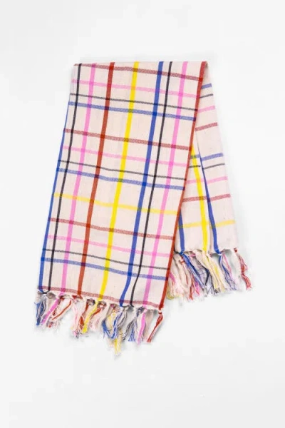 Archive New York Vera Plaid Handwoven Cotton Kitchen Towel In Animal Print