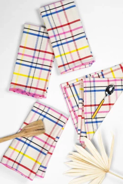 Archive New York Vera Plaid Handwoven Cotton Napkins, Set Of 4 In Multi