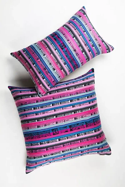 Archive New York Vintage 90s Pink And Blue Ikat Pillow In Multi