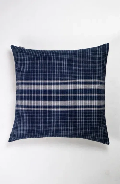 Archive New York Vintage Indigo Denim Gingham Pillow In Blue