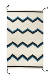 ARCHIVE NEW YORK ARCHIVE NEW YORK ZAPOTEC BLUE AND BLACK ZIG ZAG HANDWOVEN FLATWEAVE WOOL RUG