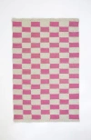 ARCHIVE NEW YORK ARCHIVE NEW YORK ZAPOTEC CHECKERED PINK HANDWOVEN FLATWEAVE WOOL RUG