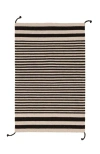 Archive New York Zapotec Classic Striped Handwoven Flatweave Wool Rug In Black