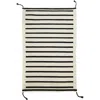 Archive New York Zapotec Striped Handwoven Flatweave Wool Rug In Black