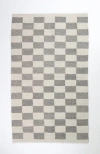 Archive New York Zapptec Grey Checkered Handwoven Flatweave Wool Rug In Gray
