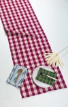 Archive New Yrok Handwoven Abigail Cranberry Plaid Cotton Table Runner In Red