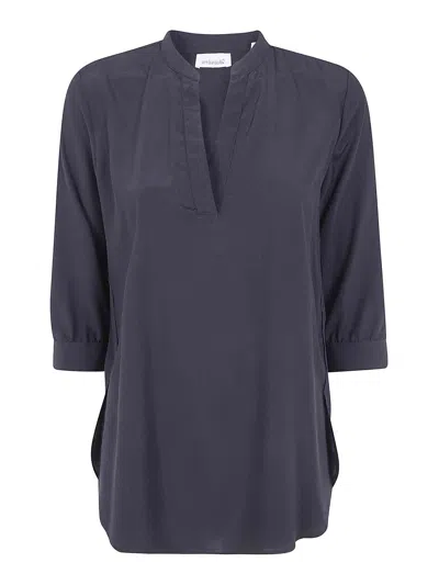 Archivio '67 3/4 Sleeves Open Neck Shirt In Blue