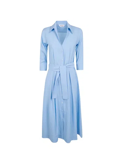 Archivio '67 Belted Button-up Dress In Blue