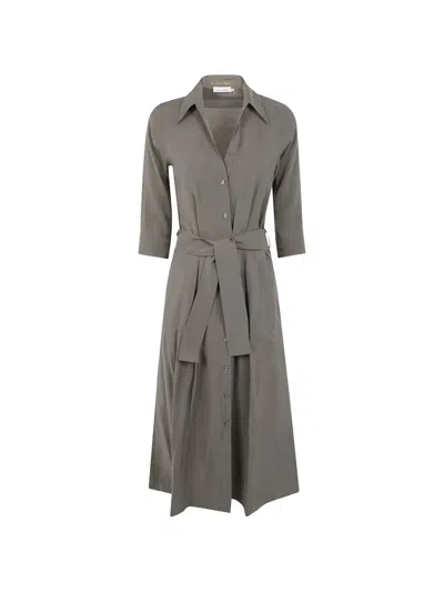 Archivio '67 Belted Shirt Dress In Gray