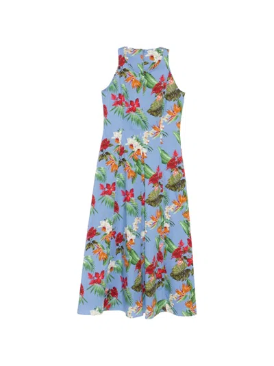 Archivio '67 Floral-print Midi Dress In Blue