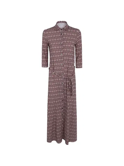 Archivio '67 Geometric-print Belted Shirt Maxi Dress In Multi