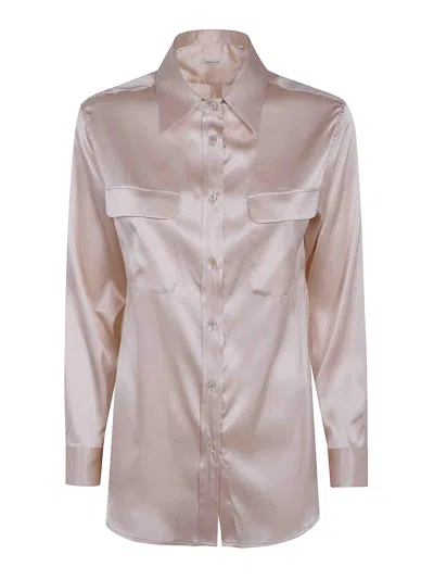Archivio '67 Long Sleeves Pockets Satin Stretch Shirt In Pink