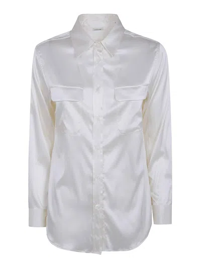 Archivio '67 Long Sleeves Pockets Satin Stretch Shirt In White