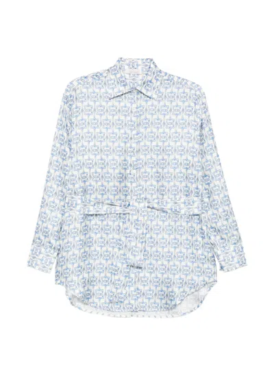 Archivio '67 Monogram-print Belted Shirt In Blue