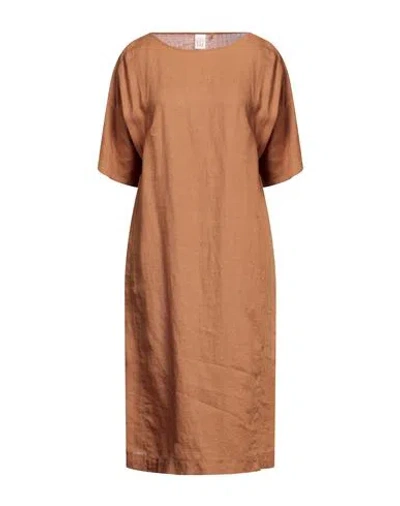 Archivio '67 Woman Midi Dress Camel Size 8 Linen In Beige