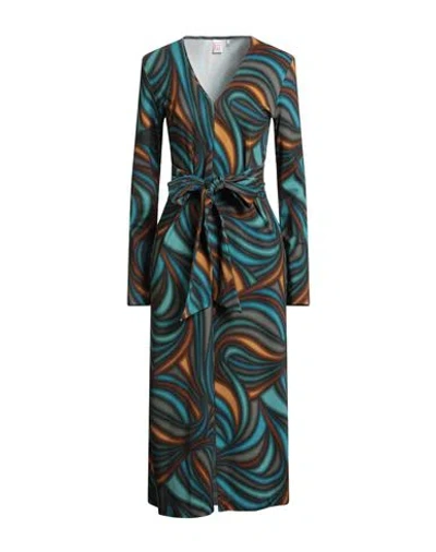 Archivio '67 Woman Midi Dress Deep Teal Size 8 Viscose, Elastane In Multi