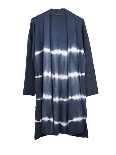 Archivio B Blue Tie-dye Extrafine Merino Wool Open Cardigan