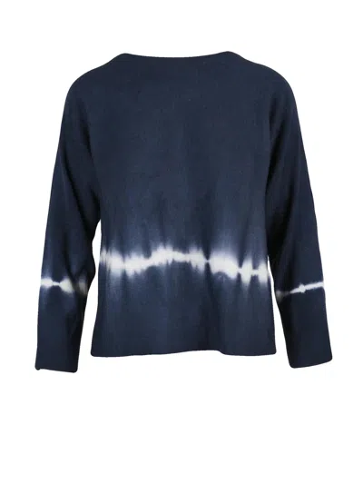 Archivio B Extrafine Merino Wool Sweater With Tie-dye Pattern In Blue