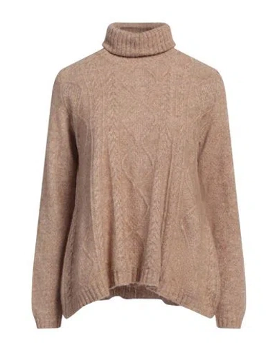 Archivio B Woman Turtleneck Camel Size M Alpaca Wool, Cotton, Polyamide, Wool In Beige