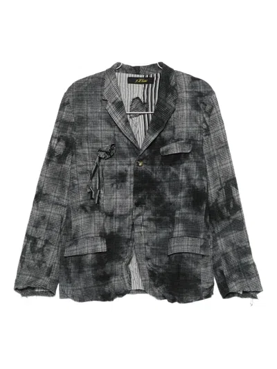Archivio J.m. Ribot Checked Frayed-sleeve Jacket In Gray
