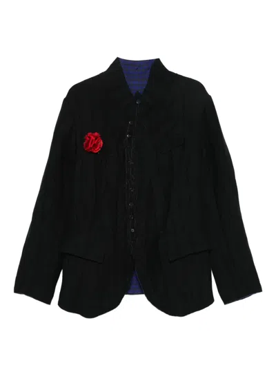 Archivio J.m. Ribot Rose-embellished Quilted Blazer In Black