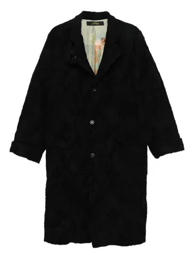 Archivio J.m. Ribot Textured Button-fastening Coat In Black