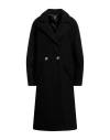 Archivio Woman Coat Black Size Onesize Wool, Polyester In Black