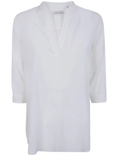 Archivio67 3/4 Sleeves Open Neck Shirt In White