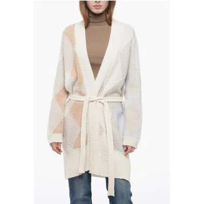 Archiviob Casentino Wool Long Cardigan With Geometric Motif