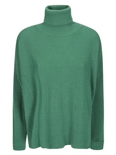 Archiviob Ribbed Merino Wool Turtleneck With High Neckline In Green