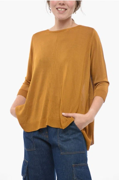 Archiviob Solid Colour Crew-neck Jumper With Side Slits In Brown