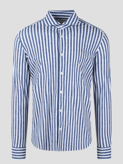 Archivium Be Updated Non-iron Striped Shirt In Blue