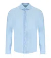 Archivium Light Blue Shirt With Micro-pattern In Blue