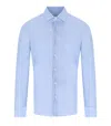 Archivium Light Blue Shirt With Micro-pattern In Blue