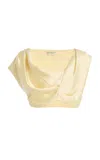 Arcina Ori Andi Cropped Satin Top In Yellow