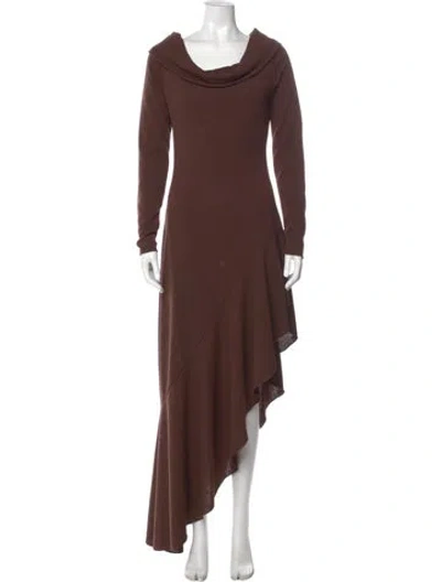Pre-owned Arcina Ori Cowl Neck Long Dress In Brown