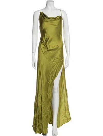 Pre-owned Arcina Ori Cowl Neck Long Dress In Green