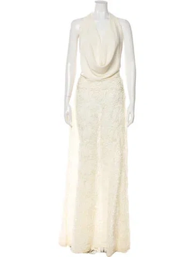 Pre-owned Arcina Ori Cowl Neck Long Dress In Neutral