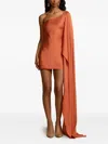 Arcina Ori Cyra Asymmetric One-shoulder Mini Dress In Orange