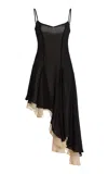 Arcina Ori Dana Asymmetric Georgette Mini Dress In Black