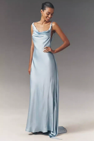Arcina Ori Darcy Draped Open-back Maxi Dress In Purple