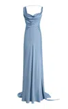 Arcina Ori Darcy Open-back Satin Maxi Dress In Blue