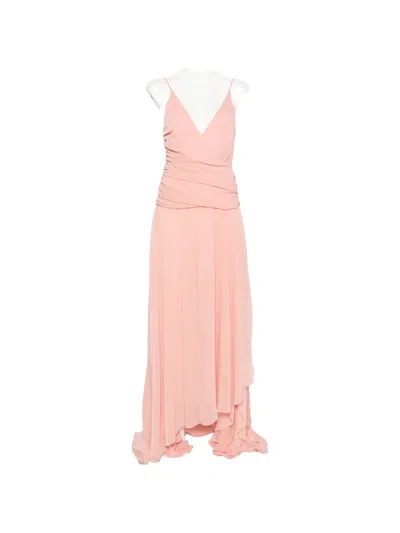 Arcina Ori Delilah Ruched Asymmetric Maxi Dress In Pink