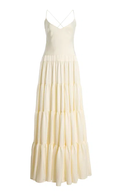 Arcina Ori Exclusive Bridal Ruffled Crepe Maxi Dress In Yellow