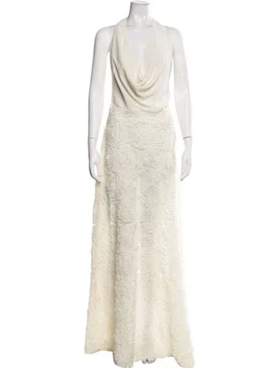 Pre-owned Arcina Ori Floral Print Long Dress In Neutrals