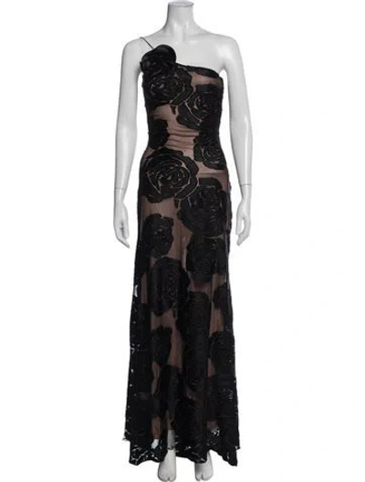 Pre-owned Arcina Ori Floral Print Long Dress W/ Tags In Black