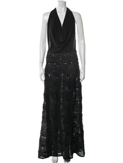 Pre-owned Arcina Ori Halterneck Long Dress In Black